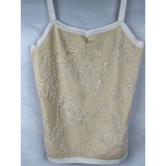 Insight Floral Cream Beaded Tank Top Medium - Picture 2 of 11